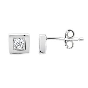 Crislu Square Frame Stud Earrings in Platinum